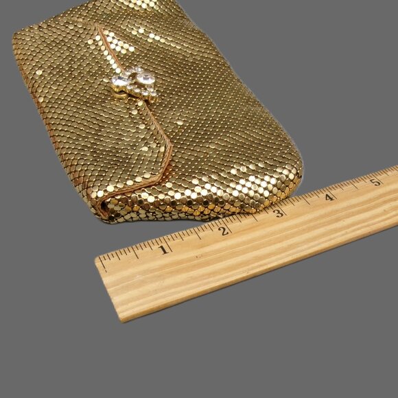Vintage Whiting & Davis Gold Mesh Evening Bag Clutch with Rhinestone Clasp - Picture 9 of 9